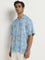 ETA Blue Printed Relaxed-Fit Cotton Shirt