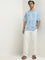 ETA Blue Printed Relaxed-Fit Cotton Shirt