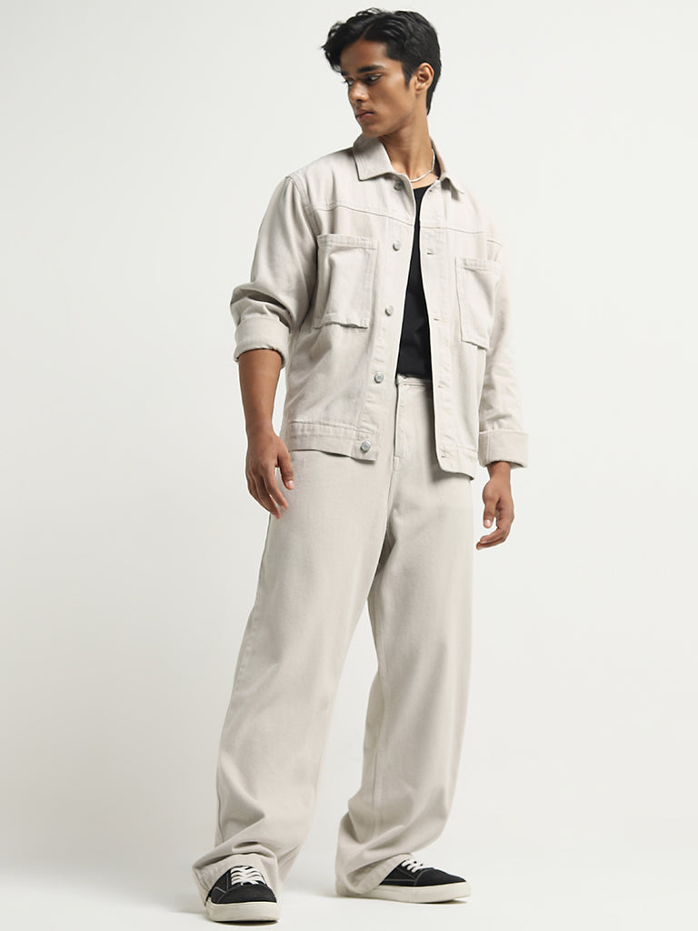 Nuon Off-White Mid - Rise Relaxed - Fit Jeans