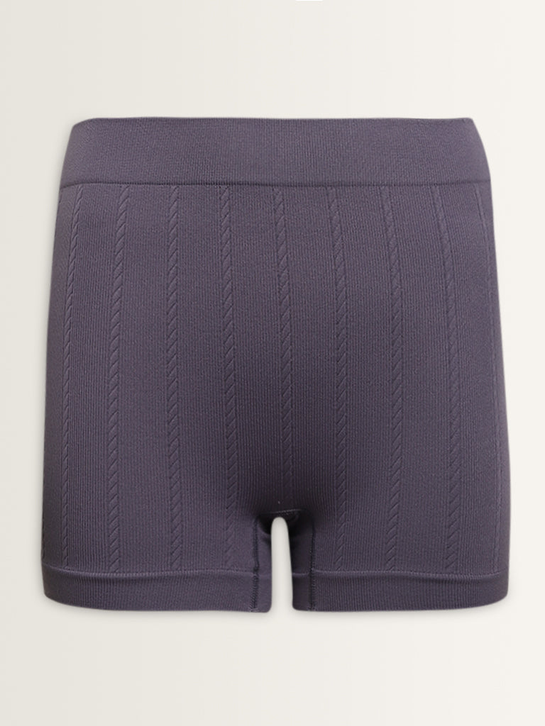 Superstar Purple Ribbed Textured Seam-Free Boy Shorts Brief