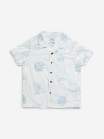 HOP Kids White Embroidered Shirt