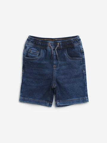 HOP Kids Dark Blue Mid-Rise Denim Shorts