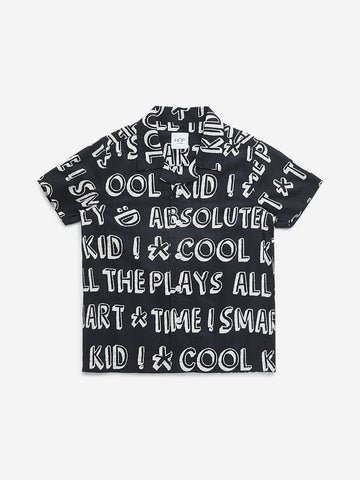 HOP Kids Black Text Design Resort-Fit Shirt