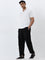 WES Casuals Black Relaxed-Fit Mid-Rise Cotton Blend Chinos