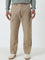 WES Casuals Beige Cargo-Style Relaxed-Fit Mid-Rise Cotton Blend Chinos