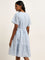 LOV Light Blue Embroidered Tiered Cotton Dress