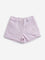 HOP Kids Lilac Embroidered Mid-Rise Denim Shorts