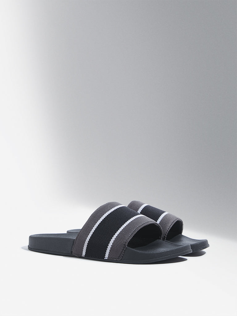 SOLEPLAY Grey Striped Design Pool Slides