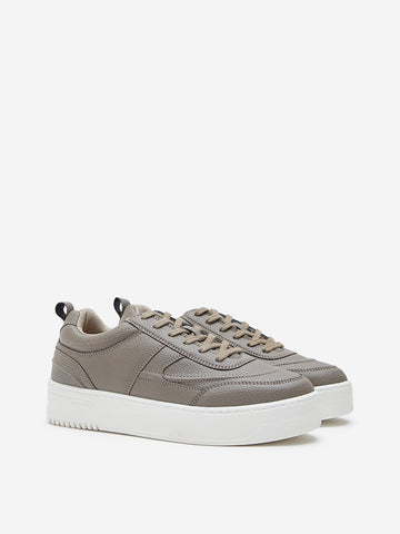 LUNA BLU Taupe Textured Chunky Lace-Up Sneakers