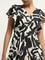 LOV Black Abstract Printed Tiered Dress