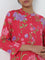 Utsa Pink Floral Design A-Line Cotton Kurta