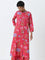 Utsa Pink Floral Design A-Line Cotton Kurta