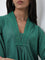 Utsa Green Embellished A-Line Cotton Kurta