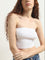 Nuon White Knit-Textured Cotton Blend Tube Top