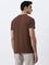 WES Casuals Brown Solid Slim-Fit Cotton T-Shirt