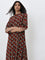 Utsa Maroon Floral Printed A-Line Kurta