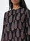 Utsa Black Foliage Printed A-Line Kurta