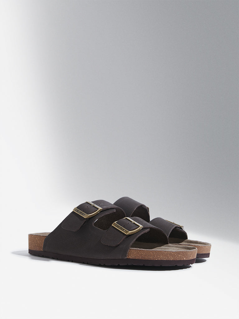 SOLEPLAY Dark Brown Dual-Strap Slip-On Sandals