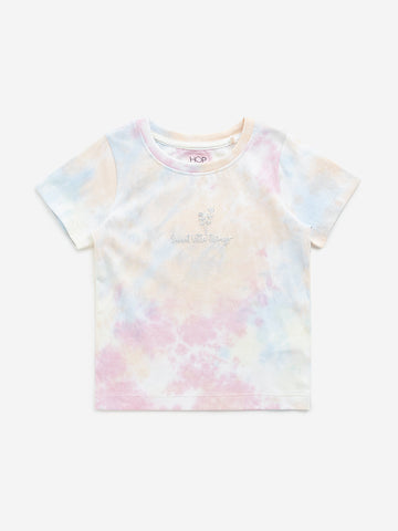 HOP Kids Multicolour Tie-Dye Printed Cotton T-Shirt