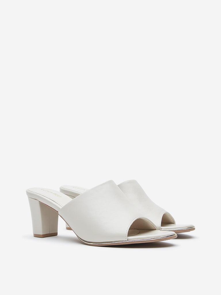 LUNA BLU Ivory Block-Heel Sandals