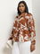 Gia Brown Foliage Printed Blouse