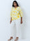 Gia Yellow Floral Printed Cotton Blend Blouse