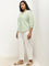 Gia Light Sage Schiffli Detailed Cotton Top