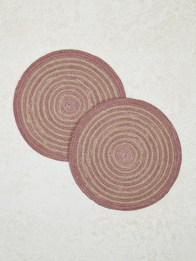 Westside Home Dusty Pink Circular Swirl Placemats (Set of 2)