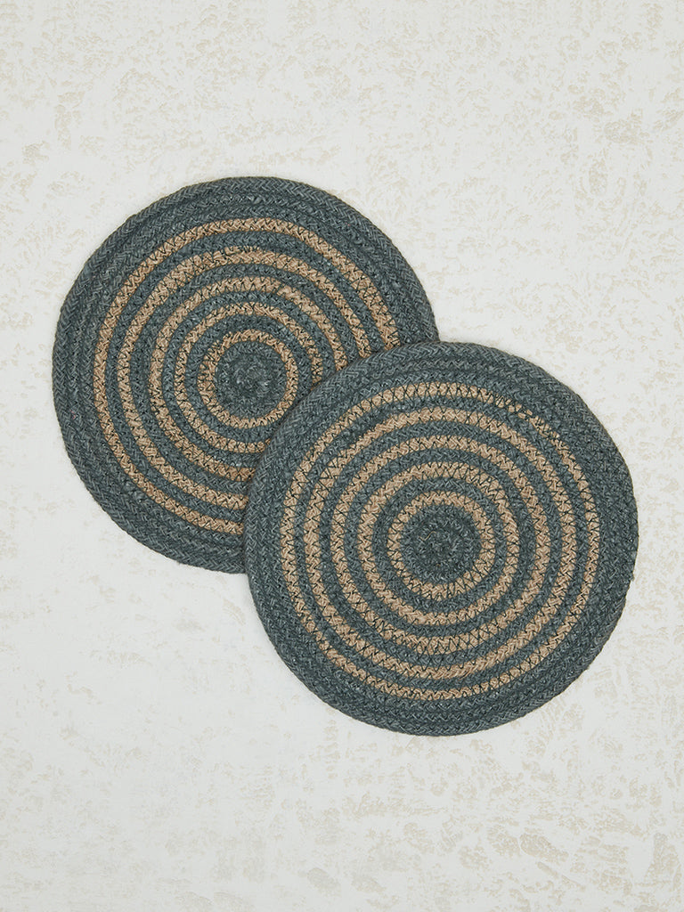 Westside Home Navy Circular Swirl Trivets (Set of 2)