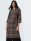 Utsa Brown Leaf Printed Straight Cotton Kurta