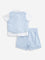 HOP Baby Light Blue Waistcoat, Cotton Shirt, Shorts & Bow