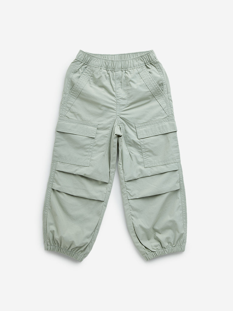 HOP Kids Sage Cargo-Style Mid-Rise Cotton Joggers