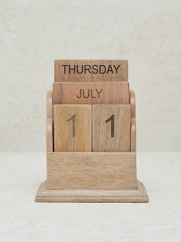 Westside Home Light Brown Wooden Desk Calendar