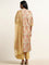 Vark Yellow Floral A-Line Kurta, Palazzos and Dupatta Set