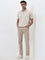 WES Casuals Beige Striped Relaxed-Fit Polo T-Shirt