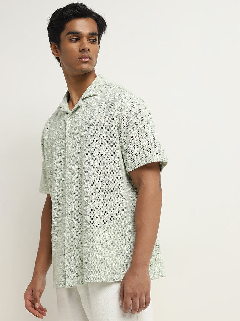 ETA Sage Crochet Detailed Relaxed-Fit Cotton Shirt