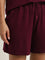 Wunderlove Burgundy Solid High-Rise Shorts