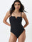 Wunderlove Swimwear Black Solid Swimsuit