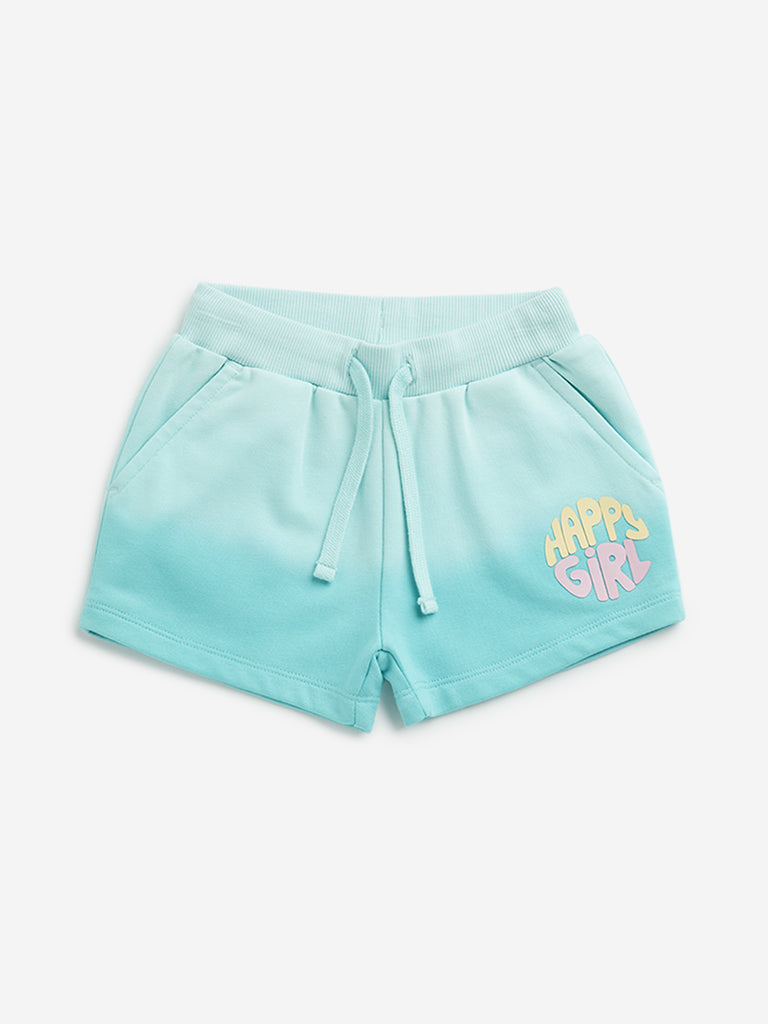 HOP Kids Mint Text Design Mid-Rise Shorts