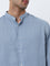 Ascot Dusty Blue Solid Relaxed-Fit Cotton Shirt