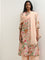 Vark Peach Floral Printed Kurta, Palazzos And Dupatta Set