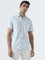 WES Casuals Light Blue Floral Printed Slim-Fit Cotton Shirt