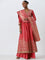 Vark Pink Floral Embroidered Kurta, Skirt and Dupatta Set