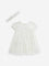 HOP Baby White Tiered Empire-Line Dress with Hairband