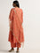 Vark Orange Solid A-Line Kurta, Palazzos And Dupatta Set