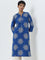 Utsa Dark Blue Bandhani Printed Straight Cotton Kurta