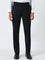 WES Formals Black Mid-Rise Slim-Fit Trousers