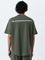 Studiofit Olive Text Printed Relaxed-Fit T-Shirt