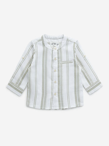 HOP Baby Sage Striped Seersucker Cotton Shirt