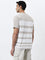 WES Lounge Beige Striped Slim-Fit T-Shirt